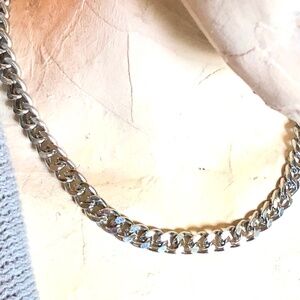 NWOT Brilliant Polished SSteel Edge Cut Cuban Curb Chain Unisex Collar Necklace